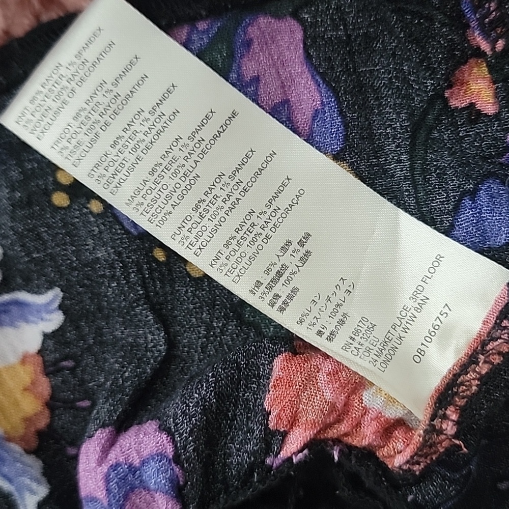 Anthropologie Josie Dolman Sleeve Floral High Low Ruffle Hem Top Size Xs X Small - Picture 7 of 7